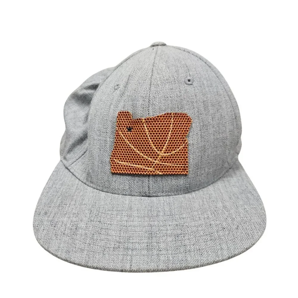 Oregon State Gray‎ Baseball Cap  Brown Basketball Embellished State Logo Patch